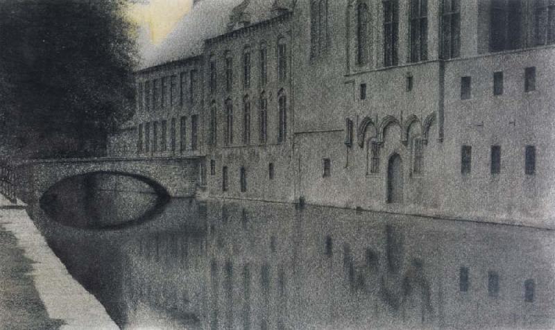 Fernand Khnopff memory of Flanders A canal china oil painting image